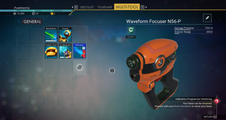 The starting Multi-Tool in No Man's Sky fitted with a Boltcaster upgrade