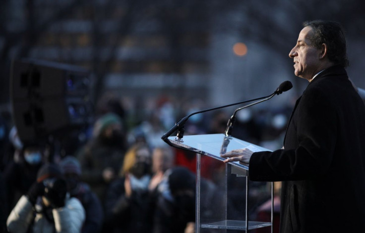 U.S. Representative Jamie Raskin (D-MD) speaks during a candlelight vigil on the National Mall in observance of the first anniversary of the January 6, 2021 attack on the Capitol by supporters of former President Donald Trump, on Capitol Hill in Washingto