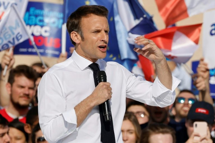 Emmanuel Macron held a rally in Marseille, southern France, on Saturday.