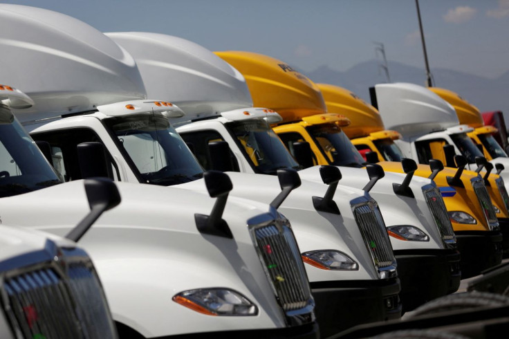Trucks are parked at a yard of the manufacturing plant of International brand commercial trucks, owned by Navistar, in Escobedo, on the outskirts of Monterrey, Mexico, June 29, 2017.