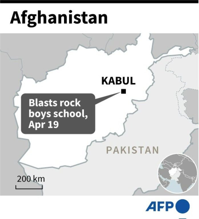 Map locating the capital of Afghanistan, Kabul, where bomb blasts rocked a boys' school on Tuesday.