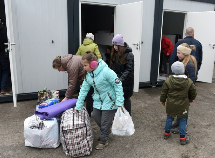 New arrivals at the Lviv prefab village on Tuesday