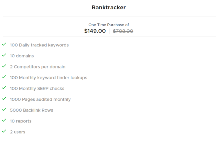 Ranktracker Pricing and Offers