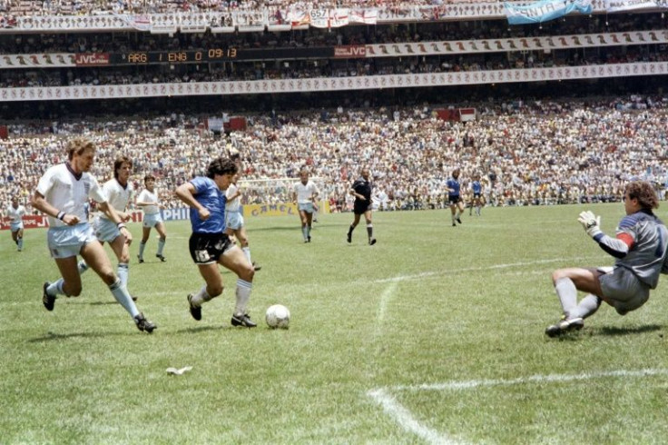 If Diego Maradona's first goal against England was controversial, the second (pictured) was sublime
