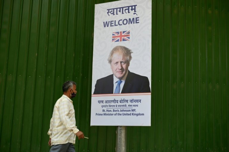 Portraits of Johnson lined the streets of New Delhi ahead of his visit
