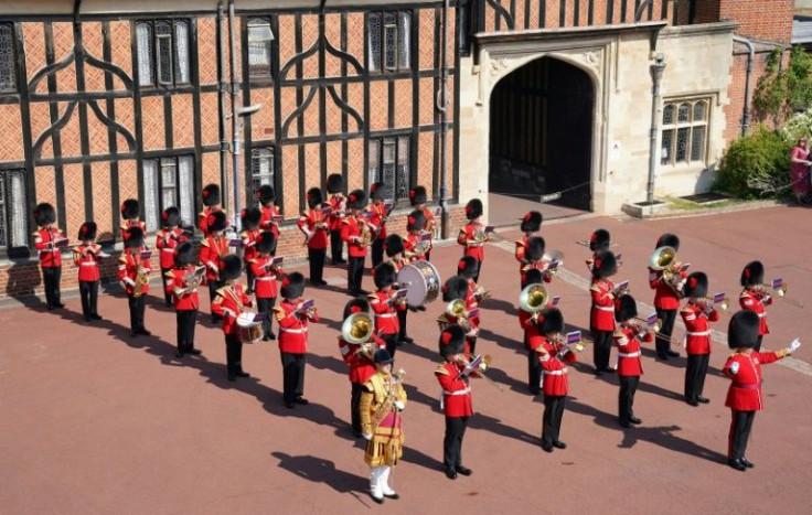 The Band of the Coldstream Guards played 'Happy Birthday' at the Changing of the Guard at Windsor Castle