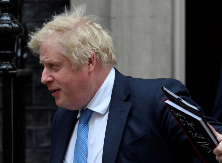 British Prime Minister Boris Johnson departs Downing Street to deliver a statement at the Houses of Parliament, London, Britain, April 19, 2022.