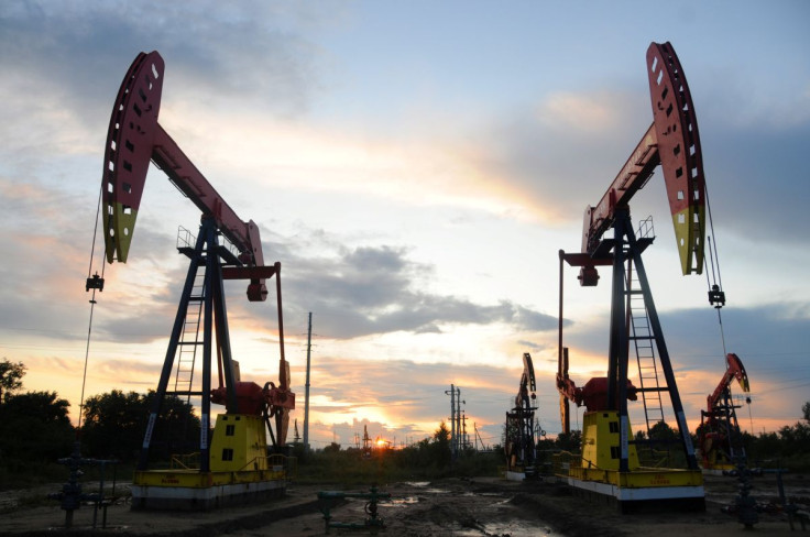 Pumpjacks are seen during sunset at the Daqing oil field in Heilongjiang province, China August 22, 2019. Picture taken August 22, 2019.  