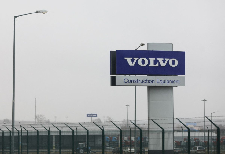 The logo of Volvo is seen at the Volvo Trucks plant outside Kaluga, Russia March 31, 2022. Picture taken March 31, 2022.