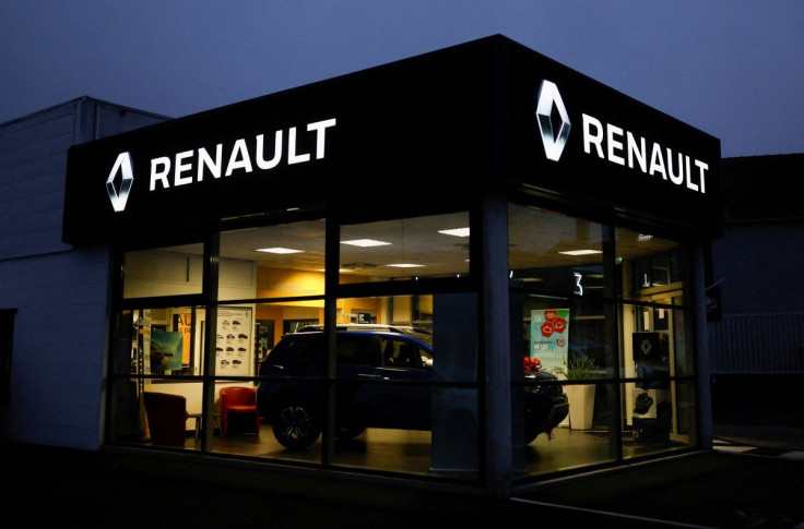 The logo of Renault is pictured at a dealership in Vertou, near Nantes, France, January 17, 2022.