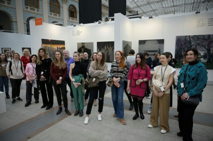 Visitors at the 'Art Moscow' fair