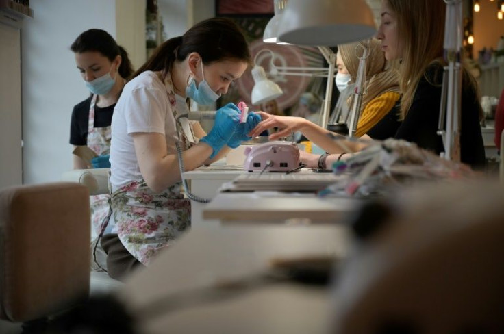 Manicures at a nail bar