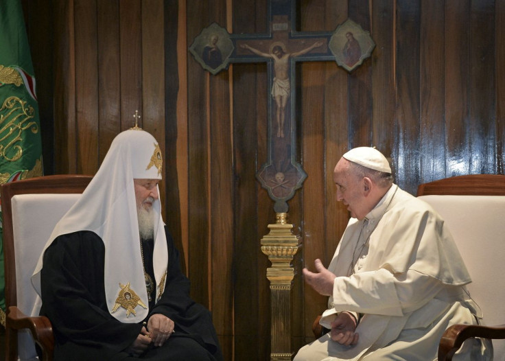 Pope Francis (R) and Russian Orthodox Patriarch Kirill meet in Havana February 12, 2016.