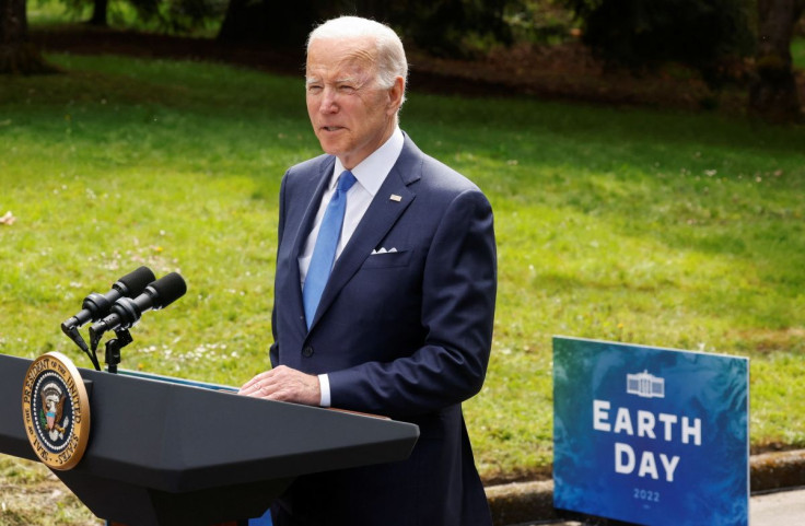 U.S. President Joe Biden delivers remarks about climate change and protecting national forests on Earth Day at Seward Park in Seattle, Washington, U.S. April 22, 2022. 