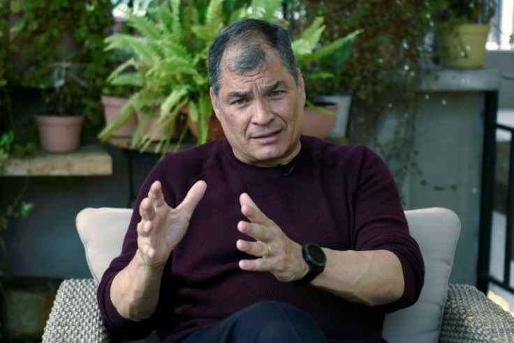 Ecuadorean ex-president Rafael Correa talking to AFP last year