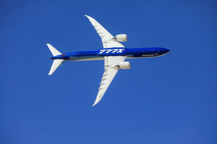 A Boeing 777X performs during the Dubai Airshow, in Dubai, United Arab Emirates, November 14, 2021. 