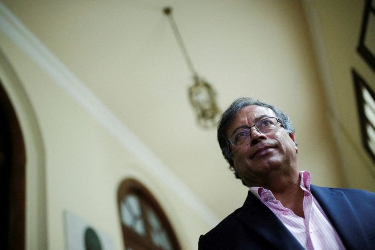 Colombian presidential candidate Gustavo Petro arrives at a meeting of members of the Historical Pact coalition to define the vice-presidential formula, in Bogota, Colombia, March 22, 2022.