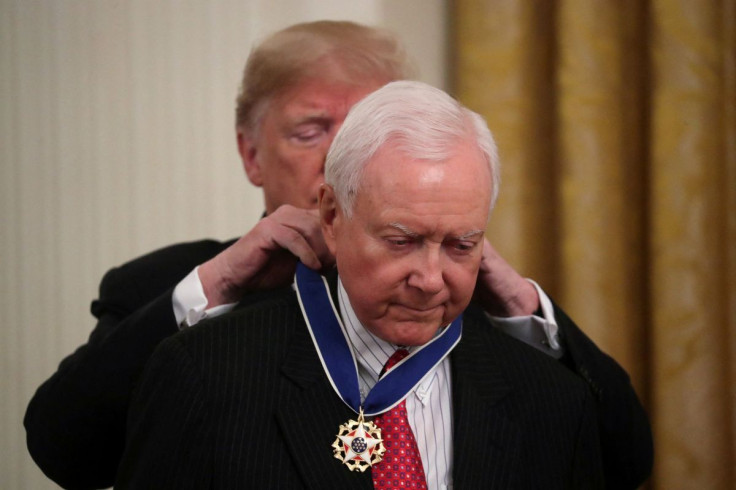 U.S. President Donald Trump awards the 2018 Presidential Medal of Freedom to U.S. Sen. Orrin Hatch (R-UT)  in the East Room of the White House in Washington, U.S. November 16, 2018. 
