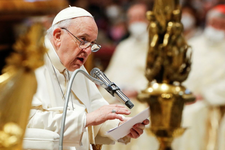 Pope Francis presides over a Holy Mass to mark the feast of Divine Mercy at the Vatican April 24, 2022. 