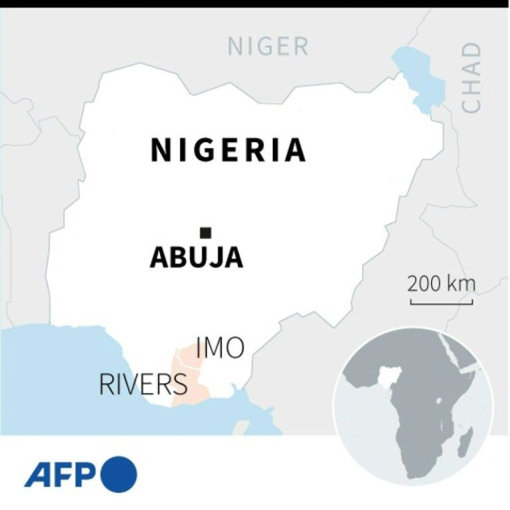 Map of Nigeria locating the states of Rivers and Imo