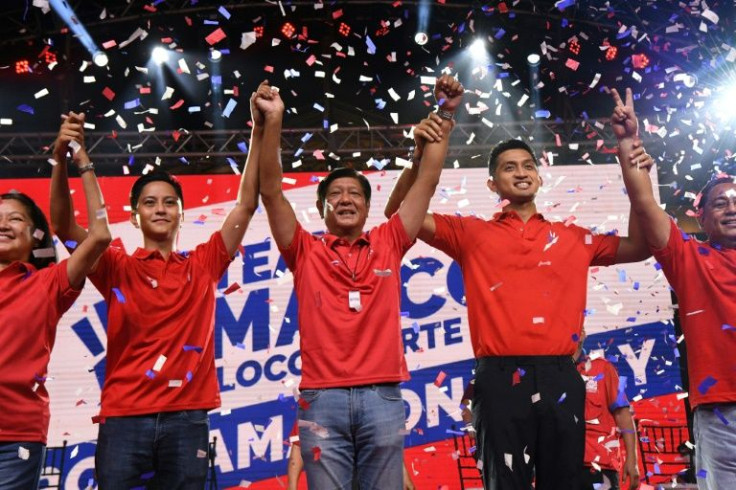 Ferdinand Marcos Jr (centre) along with other candidates from his family at an Ilocos Norte rally