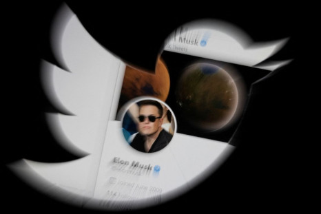 Illustration shows Elon Musk twitter account and Twitter logo