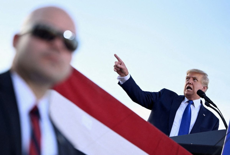Former U.S. President Donald Trump hosts a rally to boost Ohio Republican candidates ahead of their May 3 primary election, at the county fairgrounds in Delaware, Ohio, April 23, 2022. 