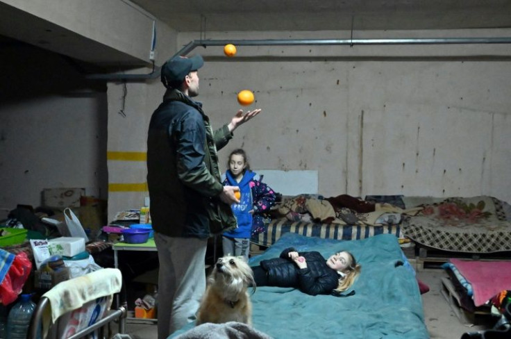 Many families are living in an underground car park in  Kharkiv to shelter from the daily Russian bombardments