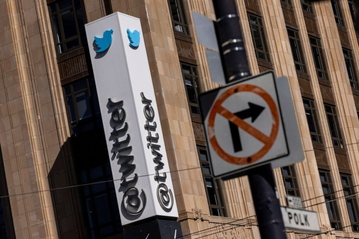 A Twitter logo is seen outside the company's headquarters in San Francisco, California, U.S., April 25, 2022. 
