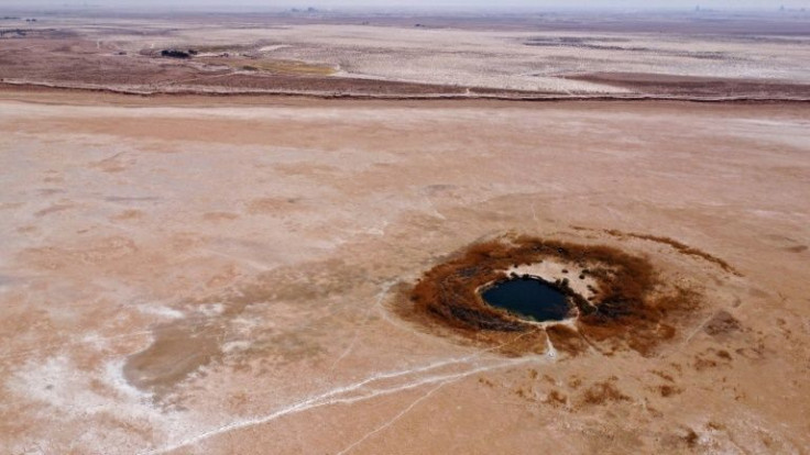 A meagre pond is all that remains of the once flourishing wetlands known as Sawa Lake in southern Iraq's al-Muthanna province