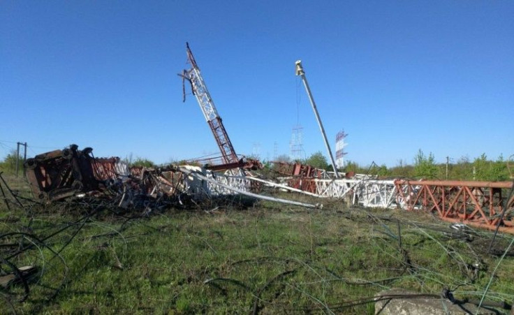 The interior ministry said two "powerful" antennae that were re-broadcasting Russian radio were out of order, and shared images of them lying on the ground
