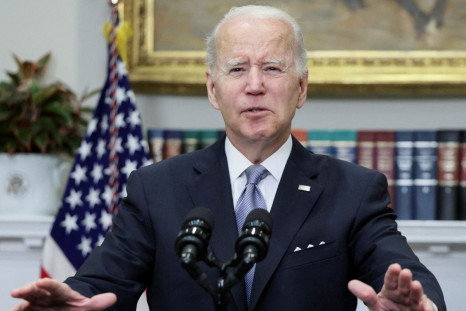 U.S. President Joe Biden during a speech in the Roosevelt Room at the White House in Washington, U.S., April 21, 2022. 