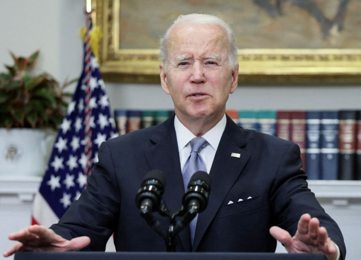 U.S. President Joe Biden during a speech in the Roosevelt Room at the White House in Washington, U.S., April 21, 2022. 