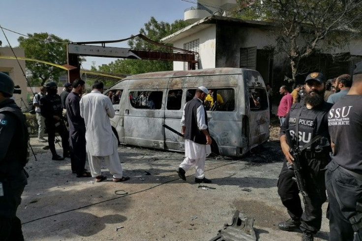 A woman suicide bomber from a Pakistan separatist group killed four people, including three Chinese nationals