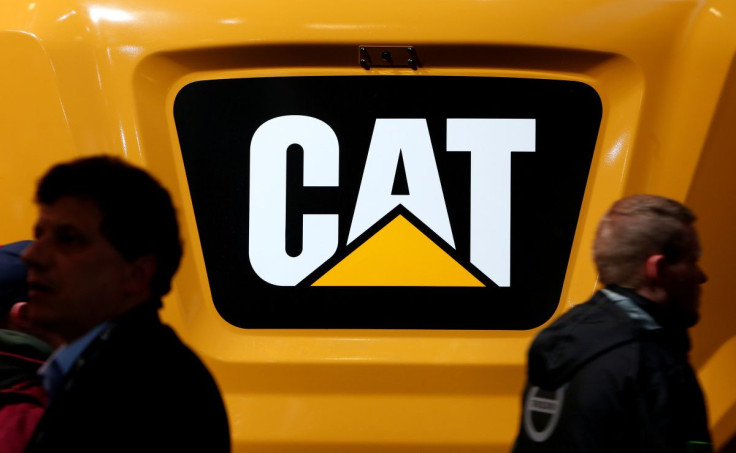 Caterpillar logo is pictured at the 'Bauma' Trade Fair for Construction Machinery, Building Material Machines, Mining Machines, Construction Vehicles and Construction Equipment in Munich, Germany, April 8, 2019.