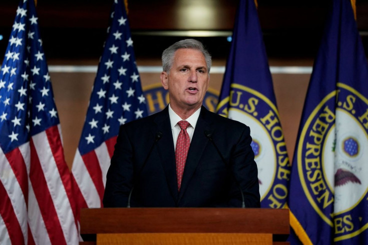 U.S. House Minority Leader Kevin McCarthy (R-CA) holds his weekly news conference with Capitol Hill reporters at the U.S. Capitol in Washington, U.S., December 3, 2021. 