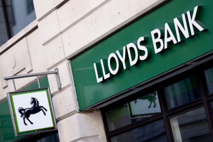 General view of signage at a branch of Lloyds bank, in London, Britain October 31, 2021.