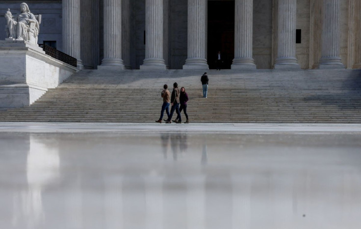 Visitors at the U.S. Supreme Court building on Capitol Hill in Washington, U.S., February 25, 2022. 