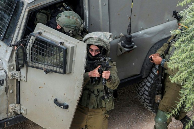 An Israeli soldier pictured during a military operation in Jenin in the occupied West Bank on April 12, 2022