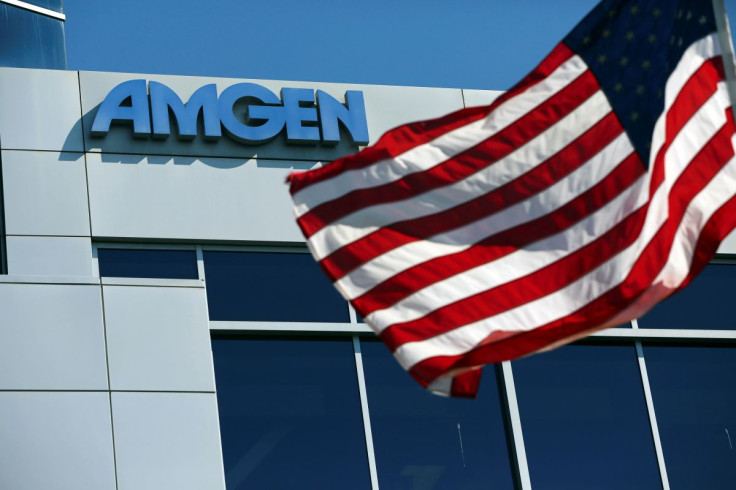 An Amgen sign is seen at the company's office in South San Francisco, California October 21, 2013. 