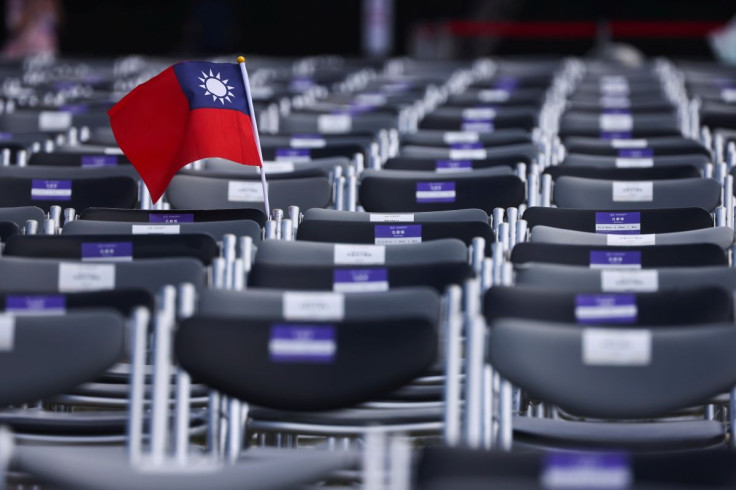 A Taiwan flag is pictured during the national day celebration in Taipei, Taiwan, October 10,2021. 