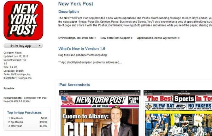 The New York Post app for iPad