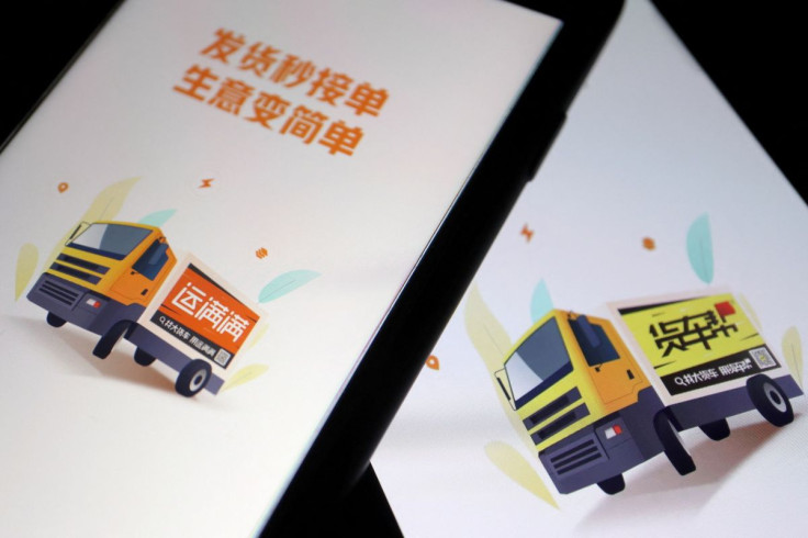 Chinese truck-hailing apps Huochebang and Yunmanman, owned by Full Truck Alliance, are seen on mobile phones in this illustration picture taken July 5, 2021.