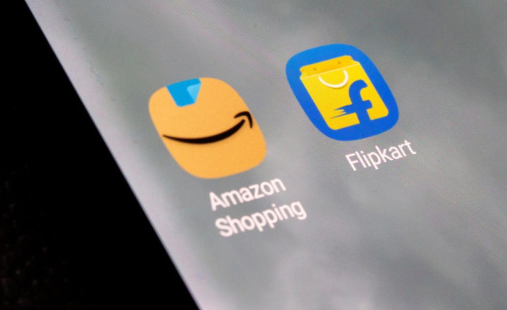 Amazon Shopping and Flipkart apps are seen on the smartphone in this picture illustration taken, July 30, 2021.