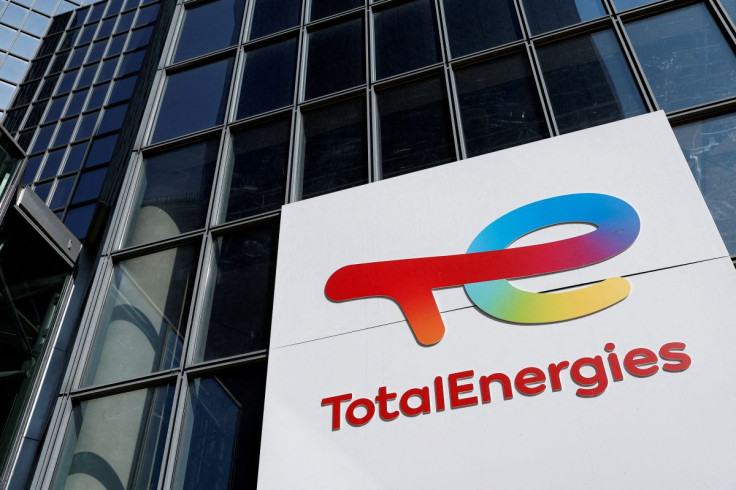 The TotalEnergies logo sits on the company's headquarter skyscraper in the La Defense business district in Paris, France, March 24, 2022.