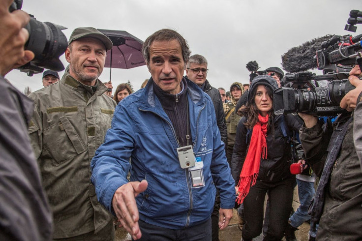 International Atomic Energy Agency (IAEA) Director General Rafael Grossi speaks to the media as he visits the Chornobyl Nuclear Power Plant in Chornobyl, Ukraine April 26, 2022.
