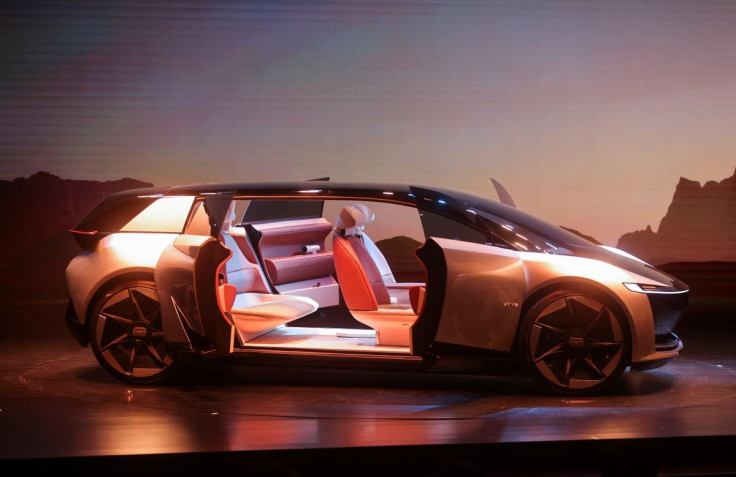 The Tata Avinya concept car is unveiled during a global launch event in Mumbai, India, April 29, 2022. 