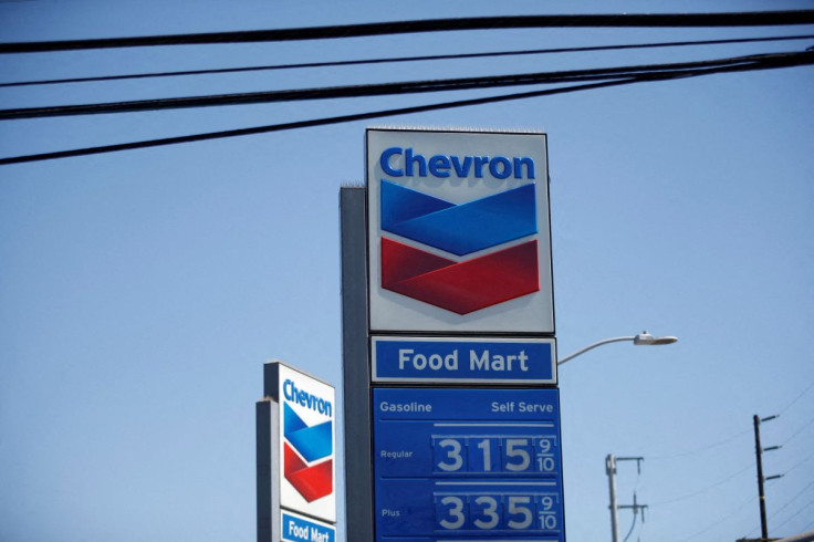 The Chevron logo is seen in Los Angeles, California, United States, April 12, 2016.