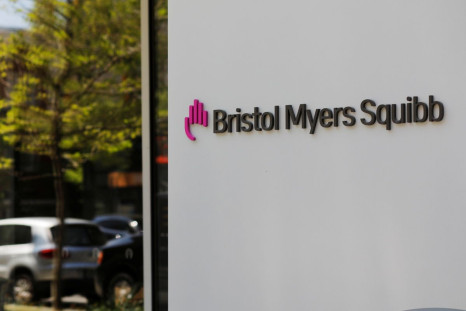 A sign stands outside a Bristol Myers Squibb facility in Cambridge, Massachusetts, U.S., May 20, 2021.    