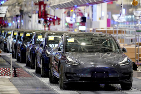 Tesla Model 3 vehicles are seen during a delivery event at the carmaker's factory in Shanghai, China January 7, 2020. 